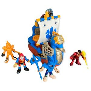 Imaginext Play Set Viking Pirate Dragon Boat Lot Fisher Price Vintage